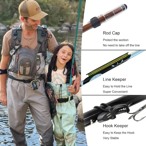 Miniatura 4 de Aventik FreshStart Tenkara Rod de 7 pies/8 pies, Kit Completo de Caña Tenkara para Principiantes, Fibra de Carbono 24T, Fácil de Lanzar, Flexible