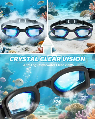 Miniatura 3 de Aegend - Gafas de natación de 2 unidades, gafas de natación para niños, niños y niñas de 3 a 14 años Aqua & A-rosa brillante