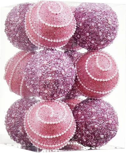 Miniatura 16 de Adornos de Bolas de Navidad Negras, Decoraciones de Bolas de Navidad de Plástico Irrompible Colgantes con Perlas para Fiestas Navideñas