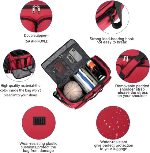 Miniatura 17 de Bolsa de deporte para zapatos de viaje, bolsa de lona para hombres y mujeres, gimnasio, deporte, equipaje, bolsa de transporte, divisor de bolsa