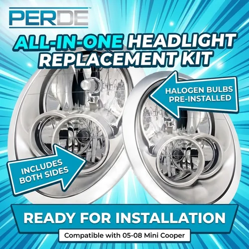 Miniatura 2 de Set de luces delanteras PERDE con carcasa cromada y lentes de alto rendimiento Compatible con Mini Cooper – sin juntas