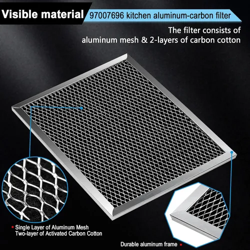 Miniatura 4 de 97007696 Filtro de grasa 41F apto para campana extractora B-roan Nu-tone de 8-3/4 x 10-1/2 pulgadas, filtro de carbón de malla de aluminio