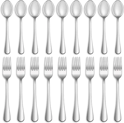 Juego de cubiertos de 8 piezas de tenedores y cucharas, juego de cubiertos de acero inoxidable de grado alimenticio para el hogar, cocina y