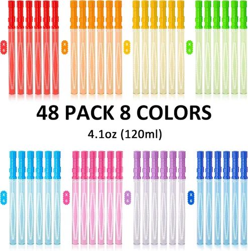 Miniatura 2 de Inscraft Paquete de 48 varitas de burbujas grandes de 14 pulgadas, 8 colores a granel para juguete de verano, uso de actividades al aire
