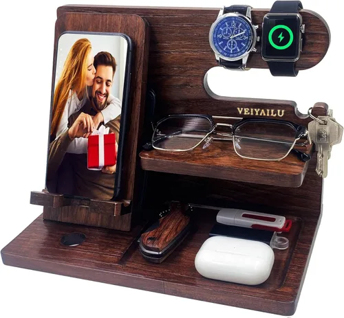 Miniatura 9 de VEIYAILU Regalos para hombres, novio, él, hermano, mesita de noche, organizador, regalos para papá de hija, hijo, estación de acoplamiento
