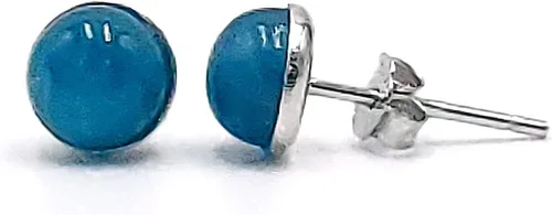 Miniatura 92 de Pendientes naturales de 0.236 in con chapado en oro blanco sobre plata de ley, bisel cabujón de piedras preciosas regalo de joyería para ella
