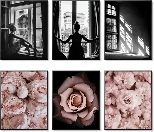 Miniatura 20 de HoozGee Juego de 6 impresiones artísticas de pared de moda, perfumes, pintalabios, pinturas de lienzo, pósteres de decoración de habitación de niñas