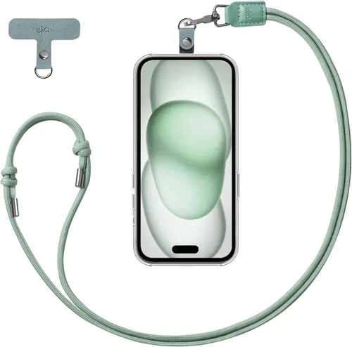 Miniatura 10 de EKAX Cordón para teléfono, 1 correa cruzada personalizable para el cuello, 1 pestaña de piel sintética extraíble, soporte manos libres para Rosa