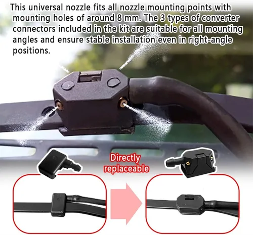 Miniatura 6 de Kit de manguera de limpiaparabrisas 7 en 1, incluye 2 piezas de boquillas de limpiaparabrisas universales de 4 agujeros montadas en brazo + 4 piezas