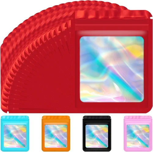 Miniatura 17 de Jetmore 100 piezas Bolsas Holográficas Mylar Resellables para Pequeñas Empresas Bolsa de Embalaje Sellable para Dulces Almacenamiento de Alimentos