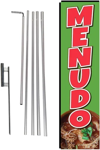 Miniatura 4 de Pupusas - Bandera rectangular de plumas con kit de poste y pico de tierra para restaurantes, mercados, propietarios de negocios