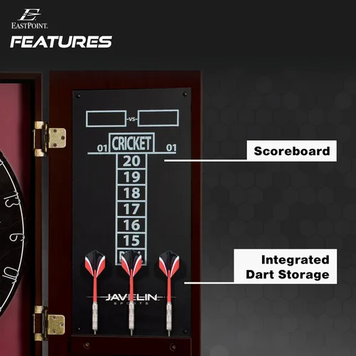 Miniatura 4 de EastPoint Sports Official Size Dart Board Cabinet Set- Easy-Assembly & Complete with 6 Deluxe Steel Tip Darts and Accessories -Premium Darts Set