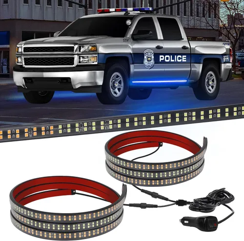 Miniatura 17 de XRIDONSEN 2 piezas de tiras de luces de emergencia para camiones de 70 pulgadas, 864 LED, luces estroboscópicas de tablero de funcionamiento, luces
