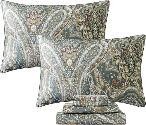 Miniatura 82 de FADFAY Juego de sábanas de rosas blancas, ropa de cama vintage floral de rosas, ropa de cama estilo rústico, 100% algodón egipcio percal, 800 hilos