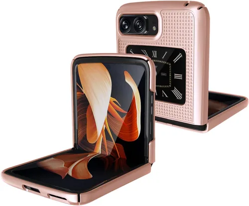 Miniatura 7 de Funda con clip para Motorola RAZR 2022 Flip Phone, Nakedcellphone [textura de cuadrícula] cubierta rígida delgada y [rotación/trinquete] funda