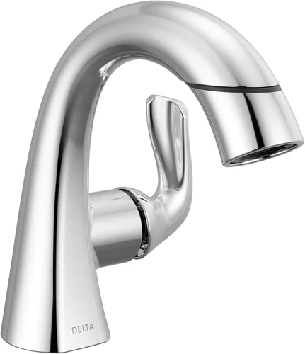 Miniatura 15 de Delta Arvo Grifo de Baño de Oro Cepillado de 1 Agujero con Rociador, Grifo de Lavabo de Baño de Un Solo Agujero con Rociador Extraíble para Tocador