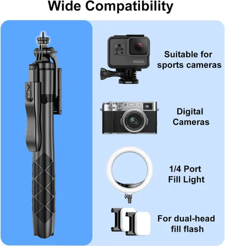 Miniatura 4 de Trípode para selfie, trípode con soporte giratorio de 360 grados para fotografía, grabación de video, transmisión en vivo, vlog, video de YouTube