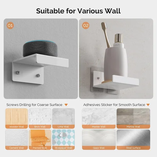 Miniatura 4 de Estantes de pared flotantes de acrílico para cámaras de seguridad, monitores de bebé, altavoces, estante de pared pequeño blanco con cintas
