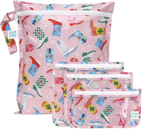 Miniatura 12 de Bolsa impermeable húmeda Bumkins y bolsas de mano húmedas secas para bebé, viaje, traje de baño, pañales de tela, piezas de bomba, piscina, ropa