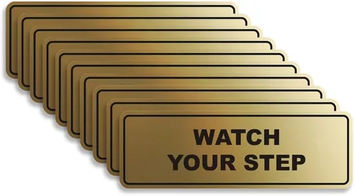 Miniatura 51 de Signs ByLITA Letrero estándar para pared o puerta con texto en inglés «Watch Your Step», señalización de salud y seguridad (negro), mediano