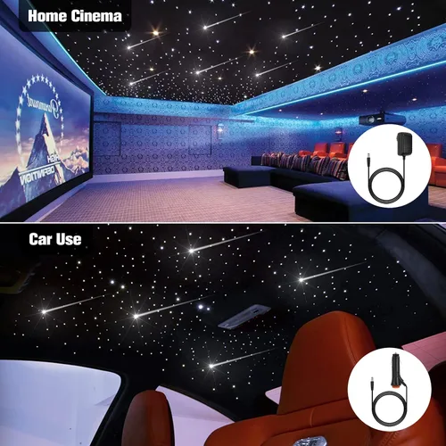 Miniatura 2 de CHINLY 32w Meteor Twinkle 1000pcs 0.03in 16.4ft Bluetooth RGBW LED Fibra Óptica Estrella Luz de techo, APP/Remoto + Kit de luz de estrellas fugaces