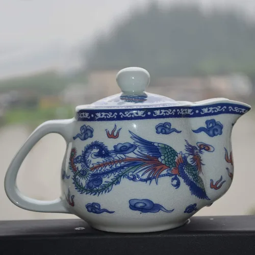 Miniatura 3 de Tetera infusor de alambre de filtro de acero inoxidable de dragón blanco azul de 14 onzas para té suelto (olla Dragon Phoenix)