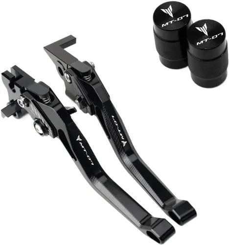 F para Yamaha MT07 FZ07 Mt-07 2019 2020 2021 Palancas de embrague de freno corto y tapas de aire Y para válvula de neumático de automóvil (color :