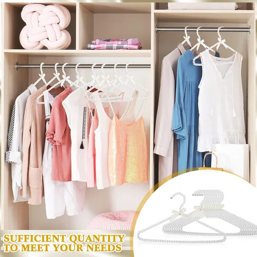 Miniatura 2 de Threan 20 piezas de 16 pulgadas de perlas con cuentas de ropa con lazo de lazo de metal elegante ropa estándar para mujer, novia, vestido de boda
