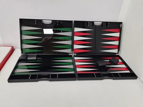 Miniatura 3 de Lucite - Juego de backgammon acrílico de 18 pulgadas, tablero y piezas prémium (negro/rojo)