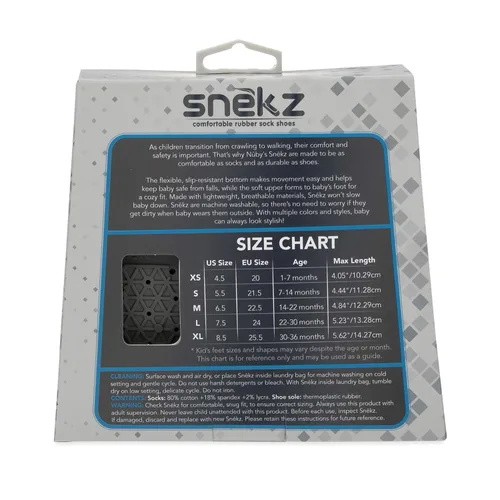 Miniatura 4 de Nuby Snekz - Zapatos cómodos con suela de goma para primeros pasos, estrellas grises, talla L