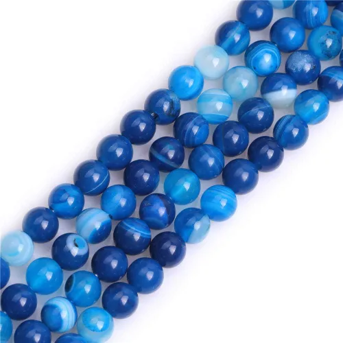 Miniatura 170 de GEM-Inside - Cuentas redondas de ágata de ónix azul claro natural de 0.394 pulgadas (0.394 in) con agujero grande para hacer joyas, suministros