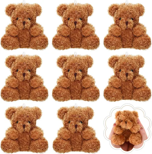 Threan 8 piezas de mini osos de peluche de 4 pulgadas, juguetes de peluche pequeños a granel, muñeco de oso suave, regalos para llavero, suministros