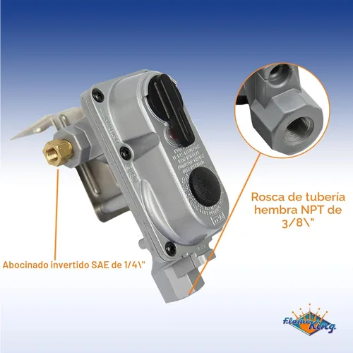 Miniatura 2 de Flame King (KT12ACR-2a) Regulador de gas propano LP de dos etapas con recambio automático con dos pigtails de 12 pulgadas para vehículos