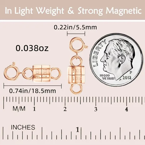 Miniatura 2 de OHINGLT Clavos Magnéticos de Collar de Plata de Ley 925 Baño de Oro Rosa y Conectores de Cierre, Convertidor de Clavo de Pulsera de Oro y Plata