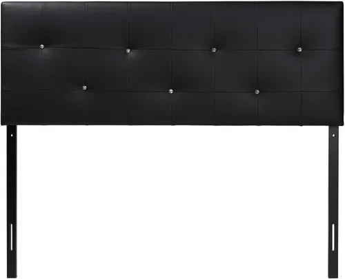 Miniatura 8 de Baxton Studio Dalini cabecera para interiores con botones de cristal de imitación, Vinilo, Blanco
