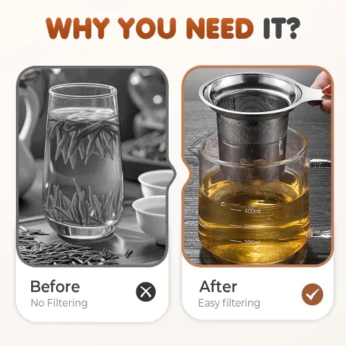 Miniatura 2 de Infusor de Té de Acero Inoxidable con Coladores, Nuevos Coladores y Filtros de Té 2025 para Té Suelto con Asas Resistente al Calor, Tazas de Colador