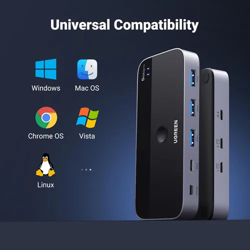 Miniatura 6 de UGREEN Entrada de interruptor USB A y C para computadoras, comparte 4 puertos, selector de conmutación para PC, laptop, teclado, ratón, cámara web