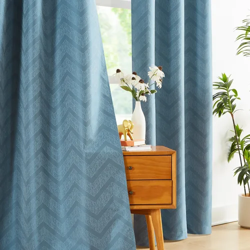 Miniatura 7 de Cortinas opacas para ventana de dormitorio o sala de estar, elegantes cortinas de ventana con patrón geométrico jacquard con respaldo blanco