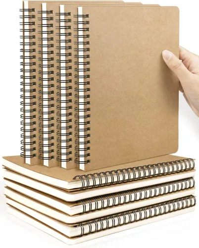 Dynta Cuadernos en Espiral A5 Diario en Blanco Paquete de 10, Bloc de Bocetos de Tapa Blanda Sin Líneas para Dibujar, Escribir, Tomar Notas Libretas