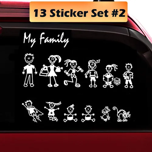 Miniatura 11 de TOTOMO Calcomanía Familiar para Ventana de Coche y Parachoques, Mascota, Perro, Gato, Pez, Conejo, Pájaro, Figura de Palo Mi Familia – Elige hasta