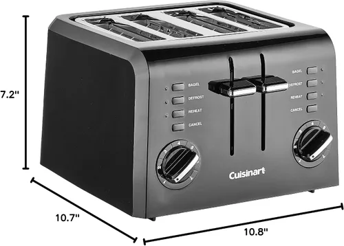 Miniatura 9 de Cuisinart Tostadora compacta de plástico de 4 rebanadas, color negro, CPT-142BKP1