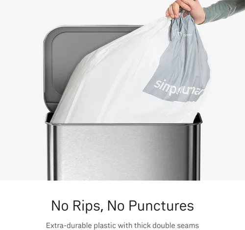 Miniatura 3 de simplehuman Code M - 100 forros de ajuste personalizado, bolsas de basura de cocina con cordón, dispensador uno por uno sin desorden, extra grueso