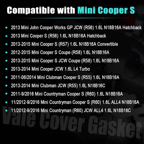 Miniatura 2 de AUCERAMIC VS50788R Junta de tapa de válvula para Mini Cooper S JCW Coupe Clubman Countryman Paceman Roadster BMW 114i 118i 120i 316i 320i 1.6L N13
