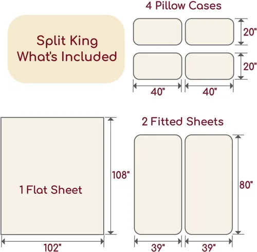Miniatura 2 de Mellanni Juego de Sábanas Split King - Colección Icónica de 7 Piezas para Ropa de Cama, (Incluye 4 Fundas de Almohada), Bolsillo Profundo de 16 1394
