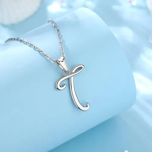 Miniatura 100 de EUDORA Collares de plata esterlina con inicial para mujer, regalos clásicos de 26 letras sin cuello para niñas, hermana, madre hija, cadena de 18