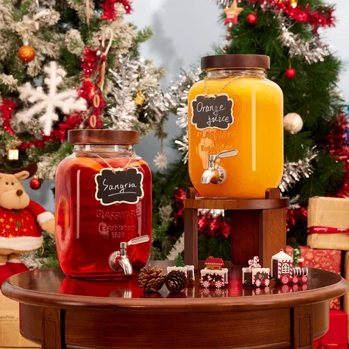 Miniatura 9 de Dispensador de 1 galón para bebidas en fiestas, dispensador de bebidas de vidrio con soporte, dispensador de agua con espiga de acero inoxidable