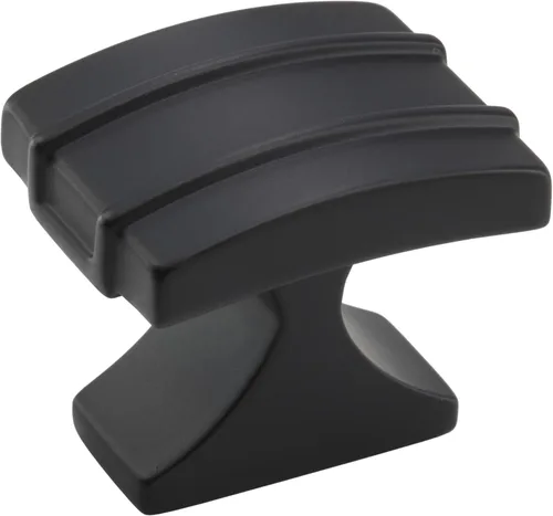 Miniatura 20 de Amerock Pomo de gabinete Negro mate 1-1/2 pulgadas (1.496 in) de longitud Davenport paquete de 1 unidad Pomo de cajón Herrajes