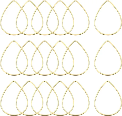 Miniatura 11 de MECCANIXITY Enlace de aro con cuentas de lágrima, bisel abierto para hacer joyas de aretes bronce