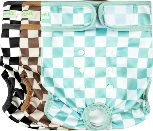 Miniatura 31 de wegreeco - Pañales lavables y reutilizables para perros (patrón elegante), pañales para perras, paquete de 3 (elegante, talla XL)
