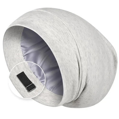 Miniatura 10 de Zenssia Gorro de pelo con forro de satén para dormir, gorro de dormir para mujeres y hombres con correa ajustable, envoltura para el cabello que